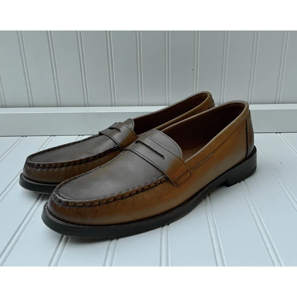 Allen Edmonds Dylan Tan Leather Penny Loafers Mens 10 D 3385 Made in USA